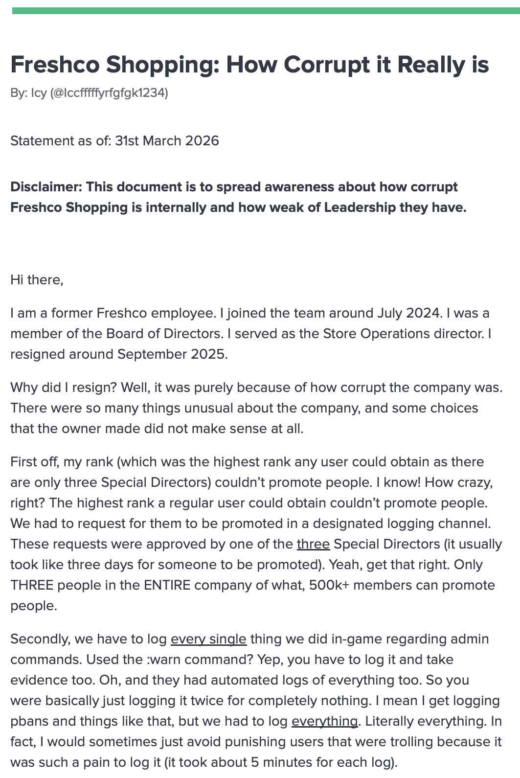 How corrupt Freshco Shopping really is